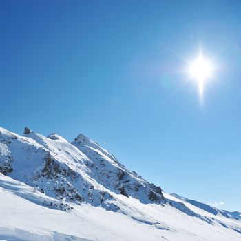 Mountains with snow in winter, Val-d'Isere, Alps, France