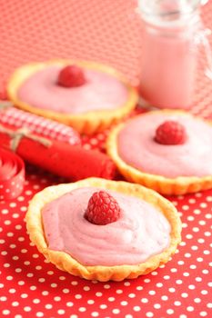 Cakes with raspberry yogurt dessert