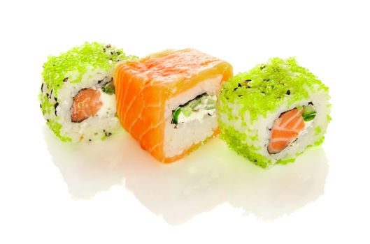 Sushi rolls isolated on white background