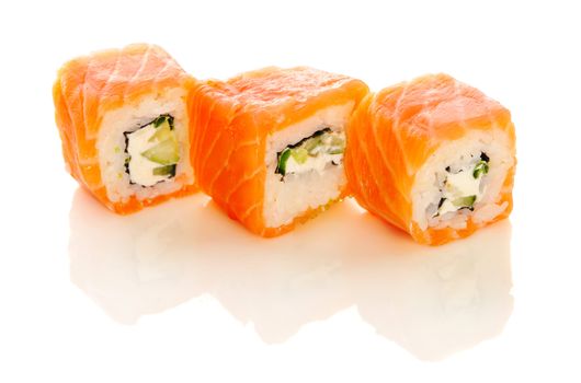Sushi rolls isolated on white background