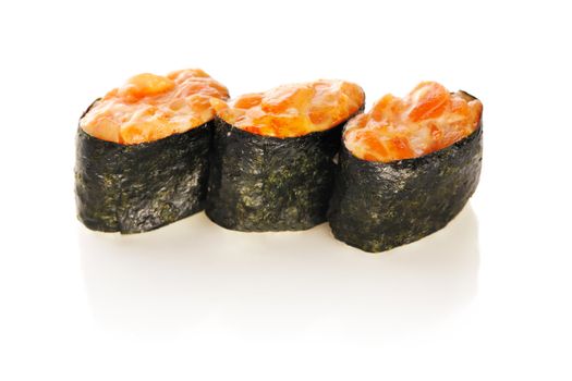 Spice sushi isolated on white background