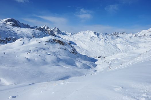 Mountains with snow in winter, Val-d'Isere, Alps, France