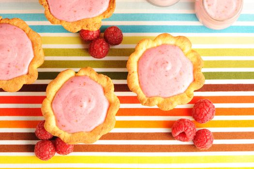 Cakes with raspberry yogurt dessert