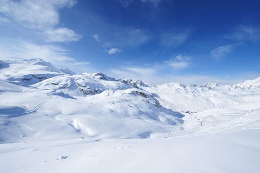 Mountains with snow in winter, Val-d'Isere, Alps, France