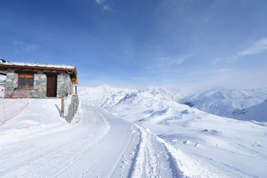 Mountains with snow in winter, Val-d'Isere, Alps, France