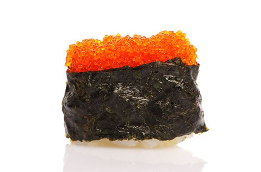 Tobiko sushi isolated on white background