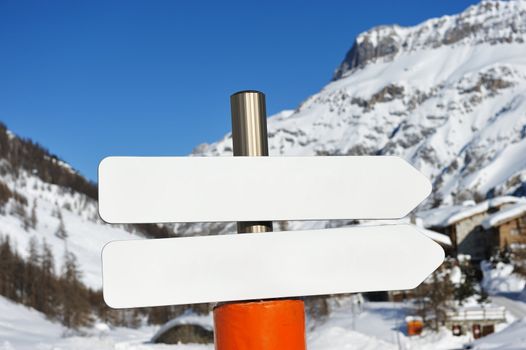 Mountain ski resort with snow in winter, Val-d'Isere, Alps, France