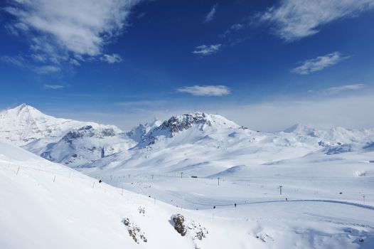 Mountains with snow in winter, Val-d'Isere, Alps, France