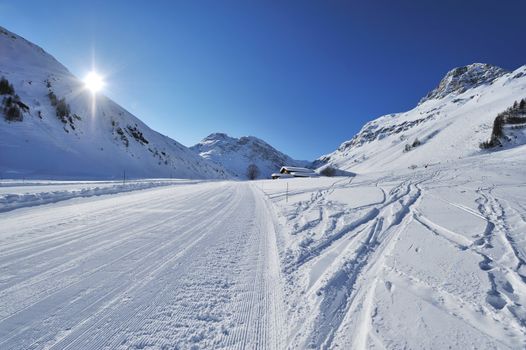 Mountains with snow in winter, Val-d'Isere, Alps, France