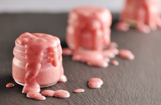 Fresh yogurt with raspberries