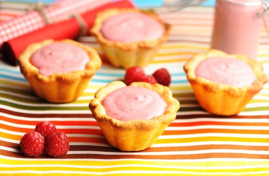 Cakes with raspberry yogurt dessert