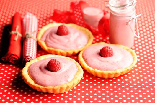 Cakes with raspberry yogurt dessert