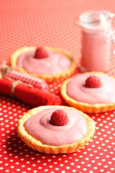 Cakes with raspberry yogurt dessert