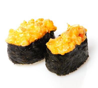 Spice sushi isolated on white background