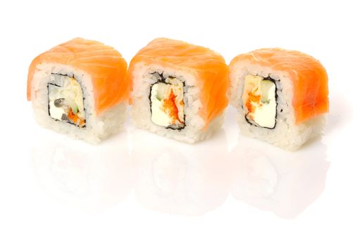 Sushi roll isolated on white background