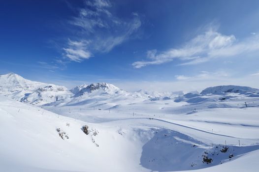 Mountains with snow in winter, Val-d'Isere, Alps, France
