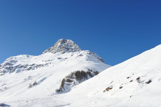 Mountains with snow in winter, Val-d'Isere, Alps, France