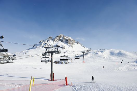 Mountains with snow in winter, Val-d'Isere, Alps, France