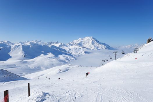 Mountains with snow in winter, Val-d'Isere, Alps, France