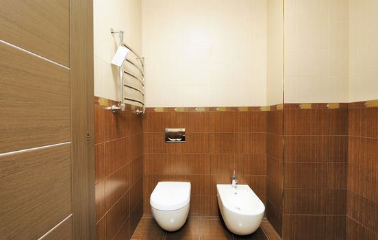 Modern luxury bathroom interior. No brandnames or copyright objects. 