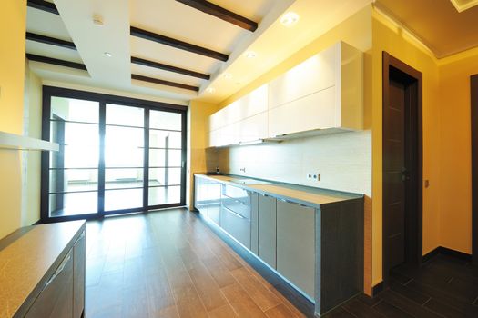 Modern new kitchen luxury interior. No brandnames or copyright objects. 