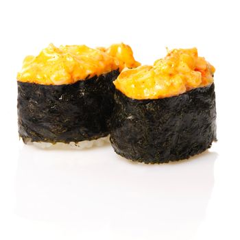 Spice sushi isolated on white background