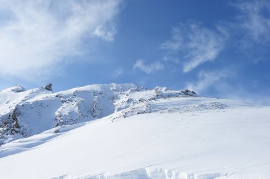 Mountains with snow in winter, Val-d'Isere, Alps, France