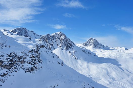 Mountains with snow in winter, Val-d'Isere, Alps, France