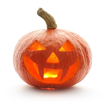 Halloween pumpkin Jack O'Lantern isolated on white