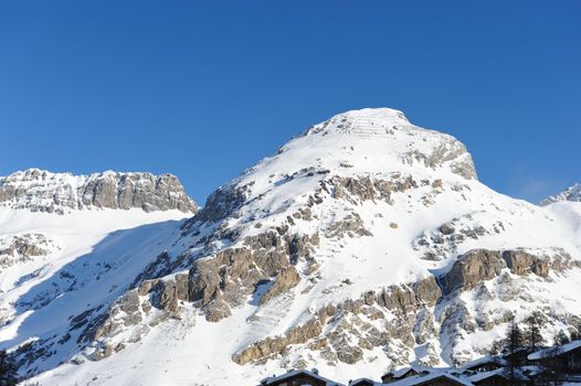 Mountains with snow in winter, Val-d'Isere, Alps, France
