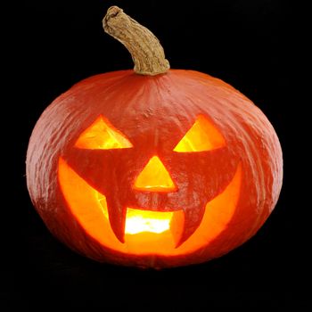 Halloween pumpkin Jack O'Lantern isolated on black