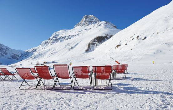 Mountains with snow in winter, Val-d'Isere, Alps, France