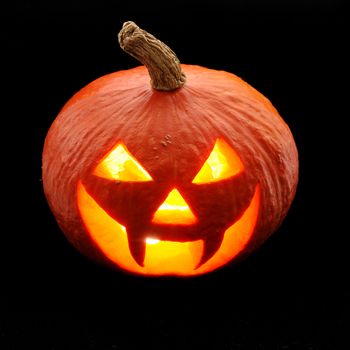 Halloween pumpkin Jack O'Lantern isolated on black