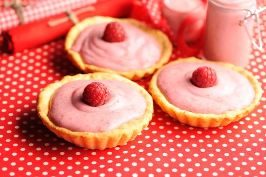 Cakes with raspberry yogurt dessert