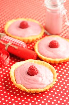 Cakes with raspberry yogurt dessert