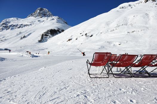Mountains with snow in winter, Val-d'Isere, Alps, France