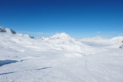 Mountains with snow in winter, Val-d'Isere, Alps, France