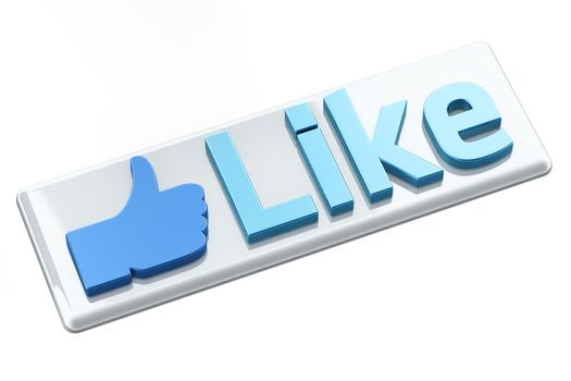 "Like" button 3d  render on white background