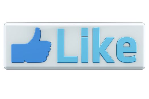 "Like" button 3d  render on white background