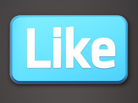"Like" button 3d  render on white background