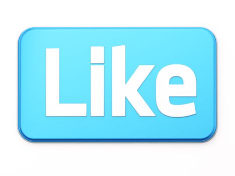 "Like" button 3d  render on white background