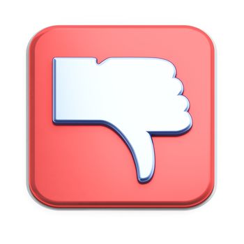 "Dislike" button 3d  render on white background