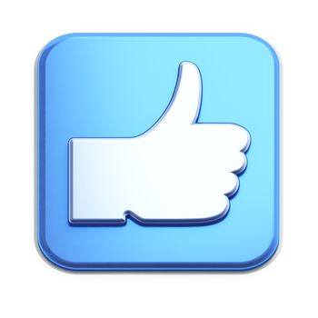 "Like" button 3d  render on white background