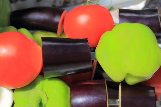 Image of red green and violet raw vegetable