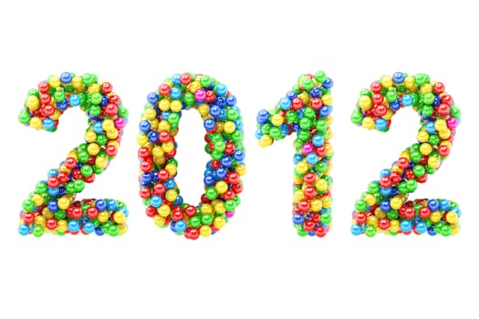 Colorful 2012 numbers on white background, 3d render