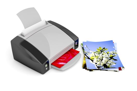 Color photo printer on white background