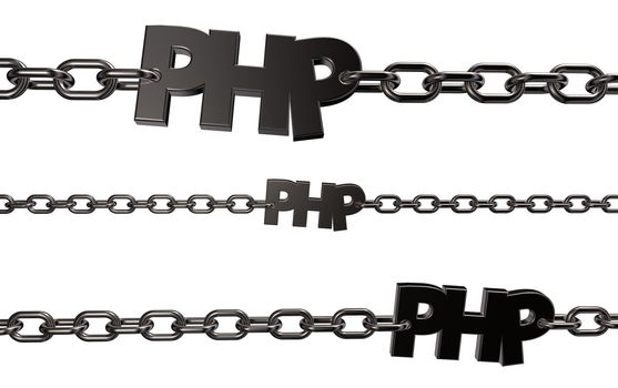 php tag on chains - 3d illustration