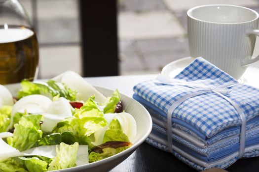 Fresh healthy salad with dates and jicama or parsnip