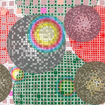 Decorative retro seamless pattern with disco balls