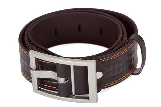 Leather belt, isolated on white background